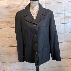 Sandro Wool Car Coat Lightweight Jacket Black Lined Size 12